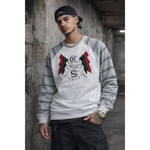 Crooks & Castles White Embroidered Pullover Sweatshirt Top  Mens Size Small